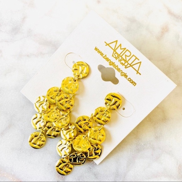 AMRITA SINGH Gold Tone Disc Chandelier Earrings - Picture 3 of 5